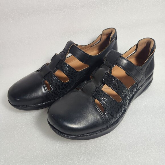 Clarks Shoes - Clarks Appley Animal Print Strap Mary Jane Black Leather Size US 9 M NWT